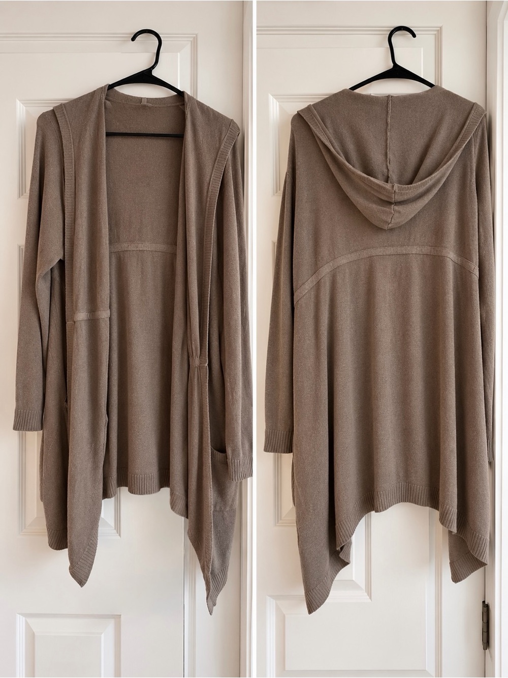 torrid Taupe Open-Front Hooded Knit Cardigan
